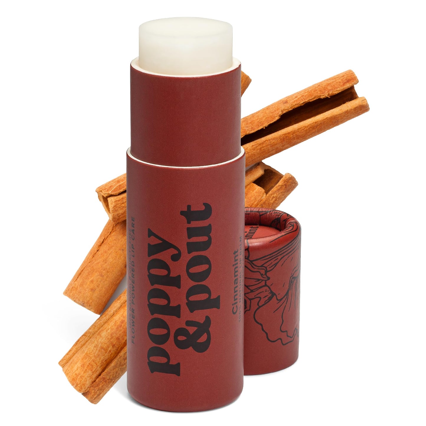 Poppy & Pout Cinnamint Jumbo Lip Balm | All Natural Lip Balms & Moisturizers | Hydrates With Beeswax, Vitamin E, Organic Coconut