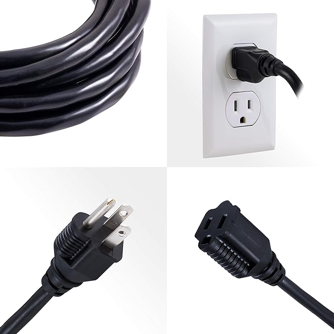 UltraPro Outdoor Extension Cord, 40 Ft, Heavy Duty Extension Cord, ETL Certified 3 Prong 16 AWG 125 VAC Outdoor Multipurpose Long Power Cord, 1 Pack Black, 36826