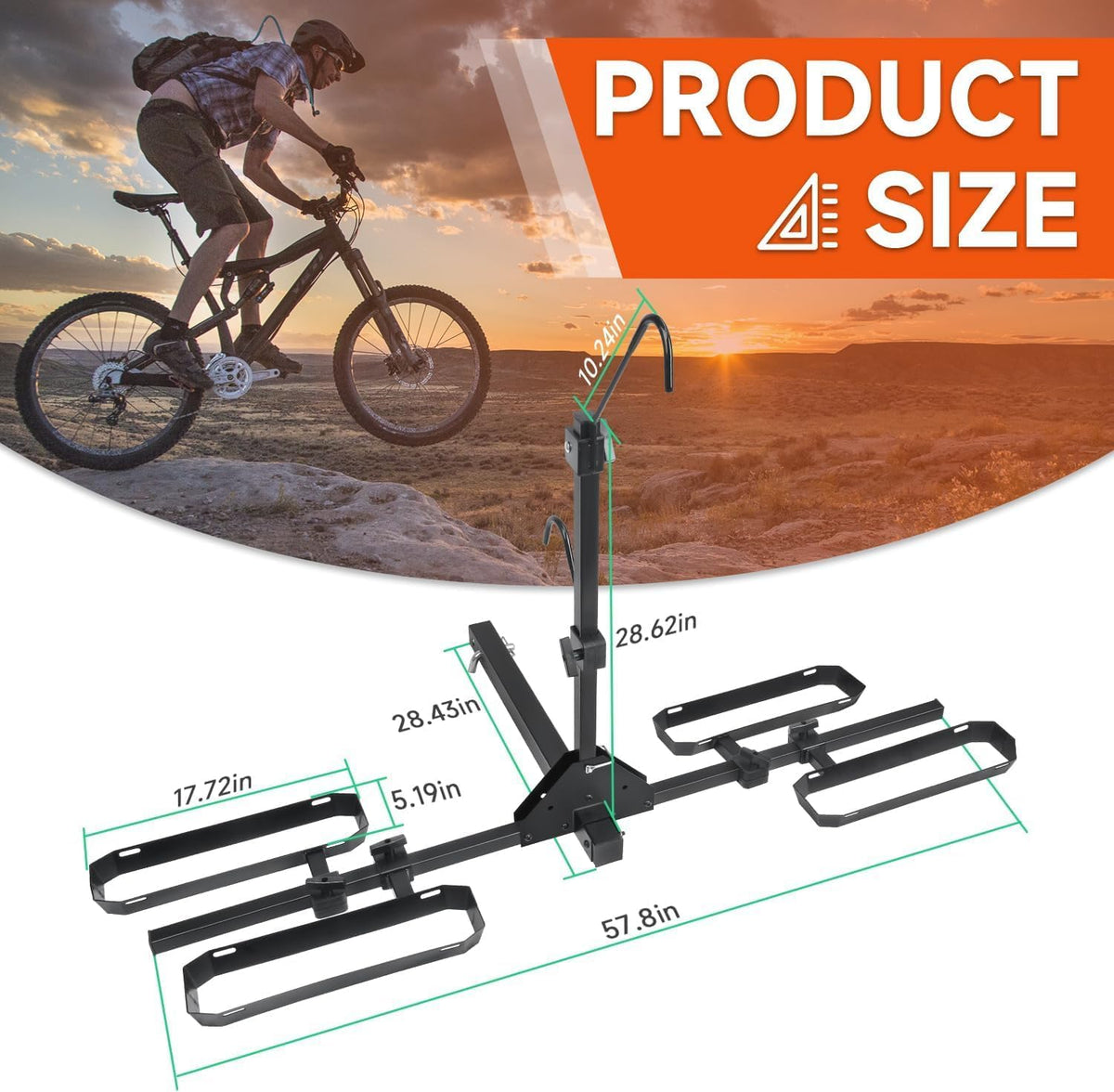 Tilting 2-Bike Hitch Rack - Fits Fat Tire Bikes Up to 5" Wide | Holds 150 lbs for Cars, SUVs, Trucks