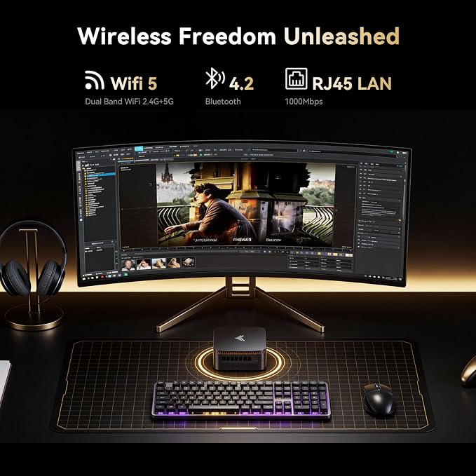 KAMRUI Pinova P1 PC, Ryzen R2544, 16GB DDR4 512GB SSD | 4-Core, 8-Thread Processor, Triple 4K Display, M.2 2280 SSD, Wi-Fi, Bluetooth, Ethernet, Home Office