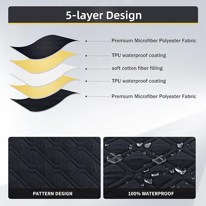 ele ELEOPTION 100% Waterproof 2 Piece Couch Cover Pet Blanket Sectional L Shape Sofa Cushion Cat Dog Bed Cover (Chaise Lounge + 2 Seat Covers) Black