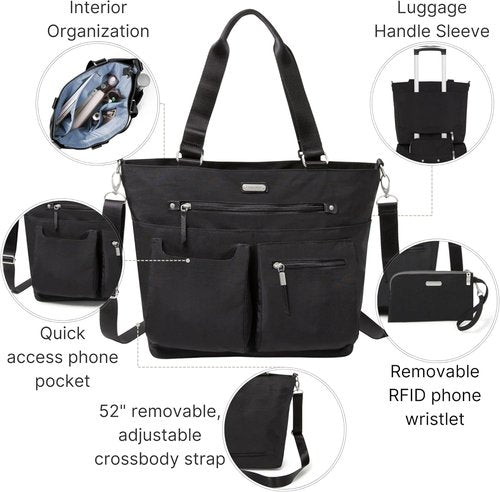 Baggallini Any Day Tote - Stylish Tote Bag with RFID Phone Wristlet | Versatile & Secure Design