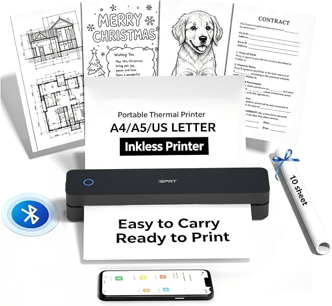 iDPRT MT610 Portable Thermal Printer, 203DPI Mobile-Travel-Printers,