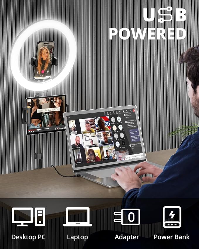 UBeesize 12" Ring Light with 74" Extendable Tripod Stand & iPad, Phone Holder