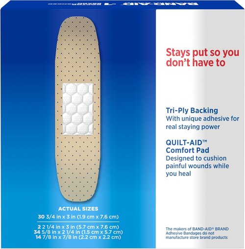 Band-Aid Brand Tru-Stay Sheer Strips - Adhesive Sterile Bandages for Wound Protection | 80 Count Assorted Sizes