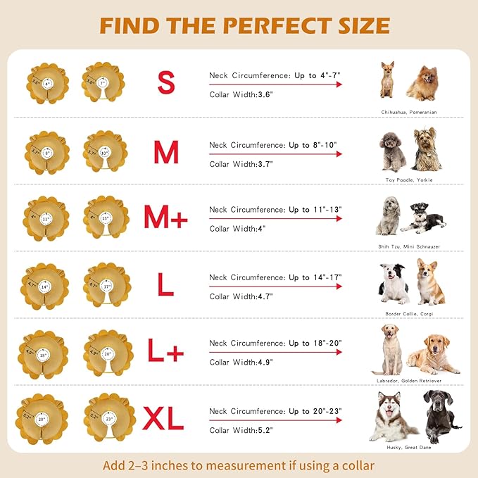 IEUUMLER Inflatable Recovery Dog Collar, Protective Donut Cone, Adjustable Soft Collar for Dog and Cat After Surgery Prevent from Biting & Scratching EU002 - Brown Lion M+