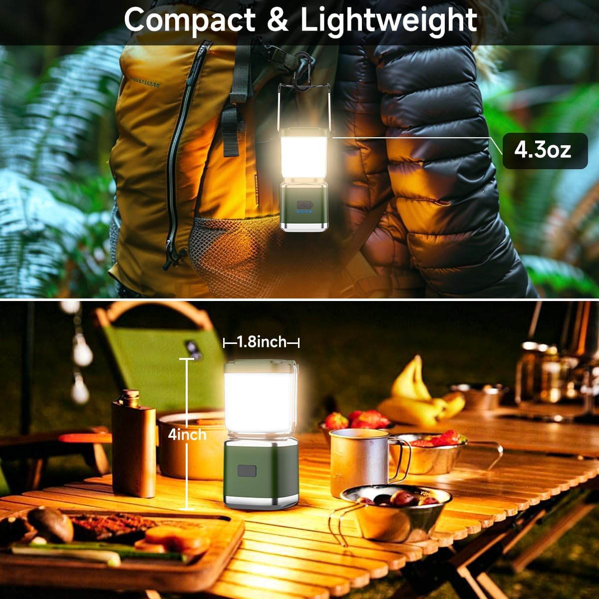 Skiennix LED Camping Lantern - High Lumens Rechargeable Light with 4 Modes | Waterproof Mini Flashlight for Emergencies & Hiking