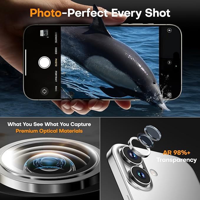 Camera Lens Protector for iPhone 17/16/16 Plus, Tempered Glass Metal Individual