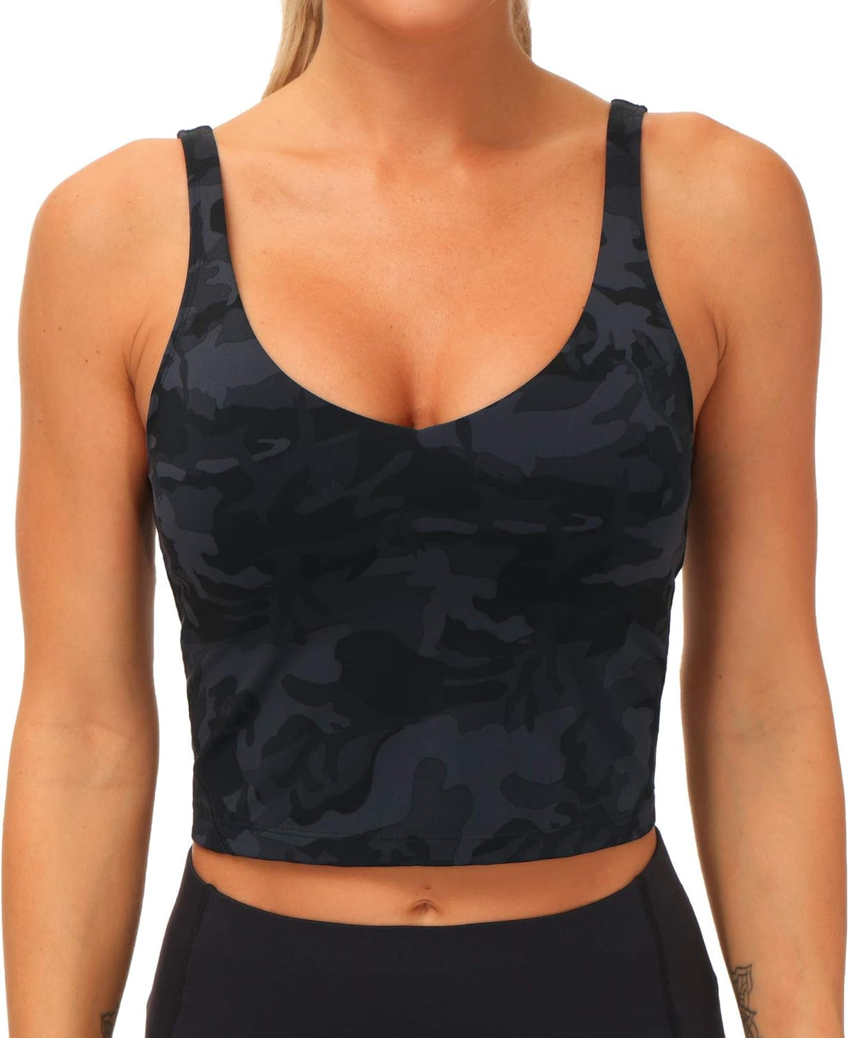 The Gym People Women's Longline Sports Bra - Wirefree Padded Design for Medium Support