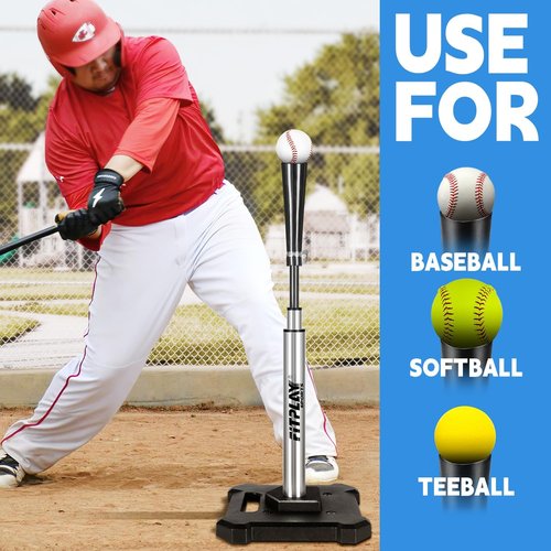 Baseball Softball Batting Tee - Height Adjustable 25” to 43” with Heavy Metal Base & Durable Aluminum Stem