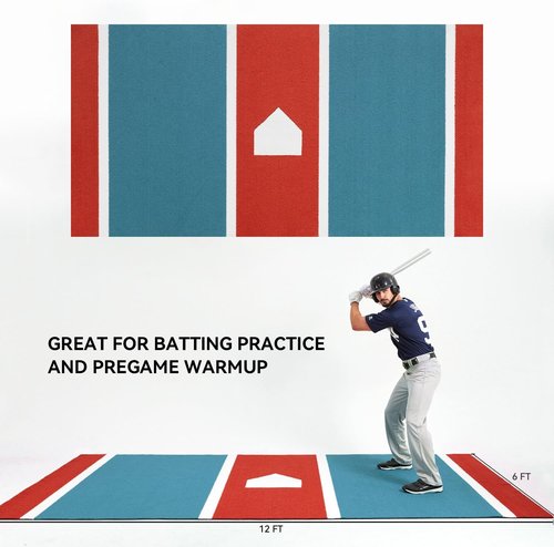 GSK Baseball Hitting Mat - Dual Color Turf Batting Practice Mat | 6x12 FT & 3.8x10 FT Sizes