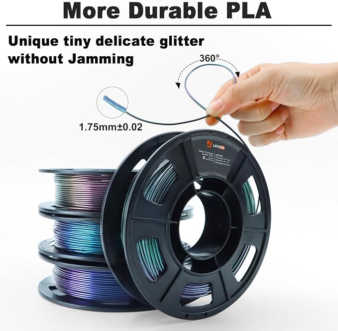LOVOON 3D PLA Filament 1.75mm Bundle Sparkle in Sunlight Filament Glitter