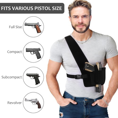Accmor Concealed Carry Shoulder Holster - Universal Neoprene Vest for 1911, Glock 19, M&P Shield 9mm & More