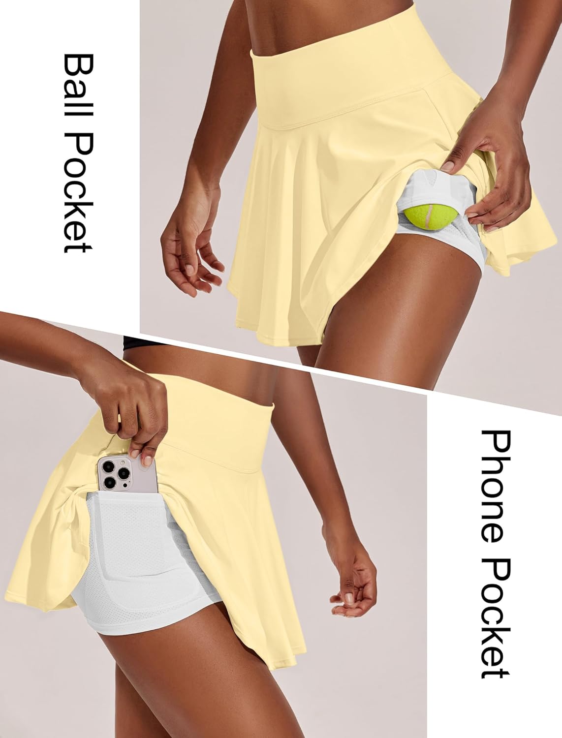 PINSPARK Women's Tennis Skirt - Pleated High-Waisted Athletic Skort with Pockets for Golf & Pickleball