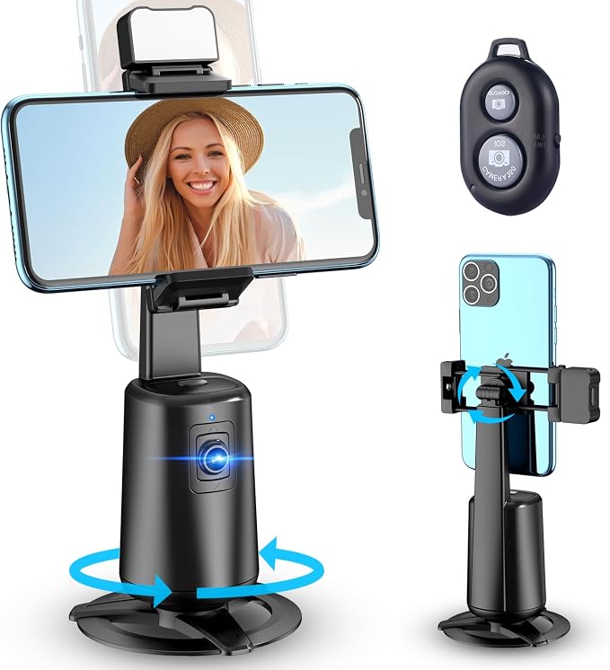 360° Auto Face Tracking Tripod for Phones, Gesture Control & Remote, Smart