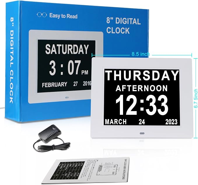 SSINI Dementia Clock Large Digital Calendar