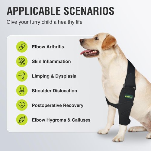 KISFLY Dog Elbow Protector XL for Large Dogs, Anti Lick Elbow Sleeve, Helps Relieve Calluses, Hygroma & Pressure Sores, Soft Breathable Support Wrap, Left Leg