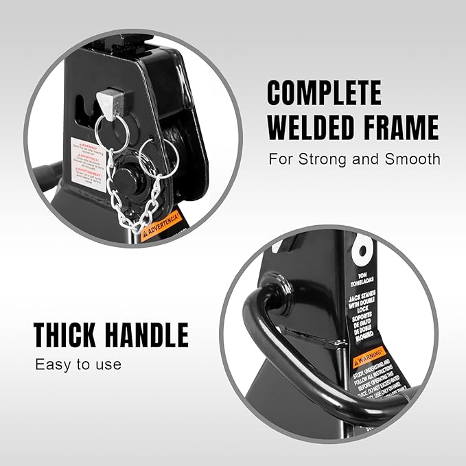 Big RED AT46002ABR-2 Torin Double Locking Steel Jack Stands, 2 Pack, 6 Ton (12,000 lb), Black