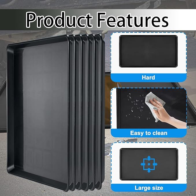 GearUp 3Pcs Auto Oil Drip Pan Extra Large Oil Drip Pan for Under Car to Keep Garage Floor Show Room Driveway Safe and Clean(35.4 x 24 x 1.6 inch) (3PCS)