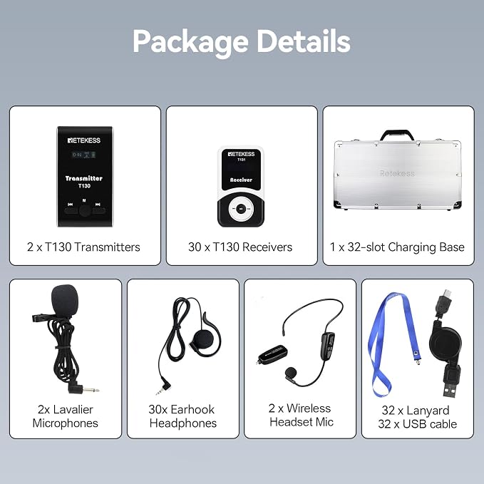 Retekess T130 Tour Guide System, Tour Guide Headsets