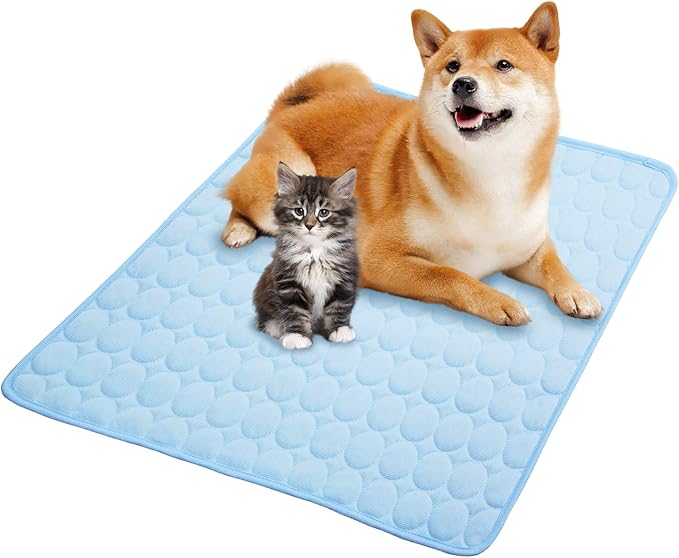 SHEJIZE Dog Cooling Mat Dog Cooling Pad Self Cooling Blanket, Washable Cooling Mat for Dogs, Pet Cooling Mat Keeps Pets Cool in Summer Heat, Resuable Fabric Cooling Mat (Blue, 28x40inch)