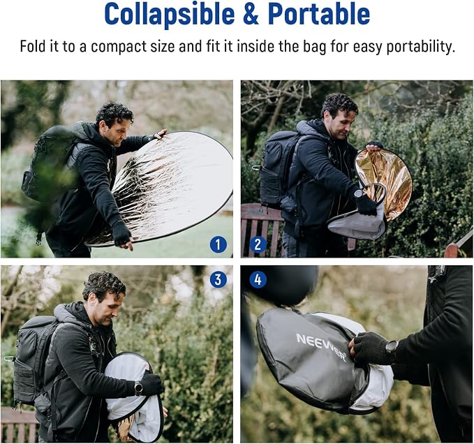 NEEWER 43"/110cm Light Reflector Kit, 5 in 1 Collapsible Round Reflector