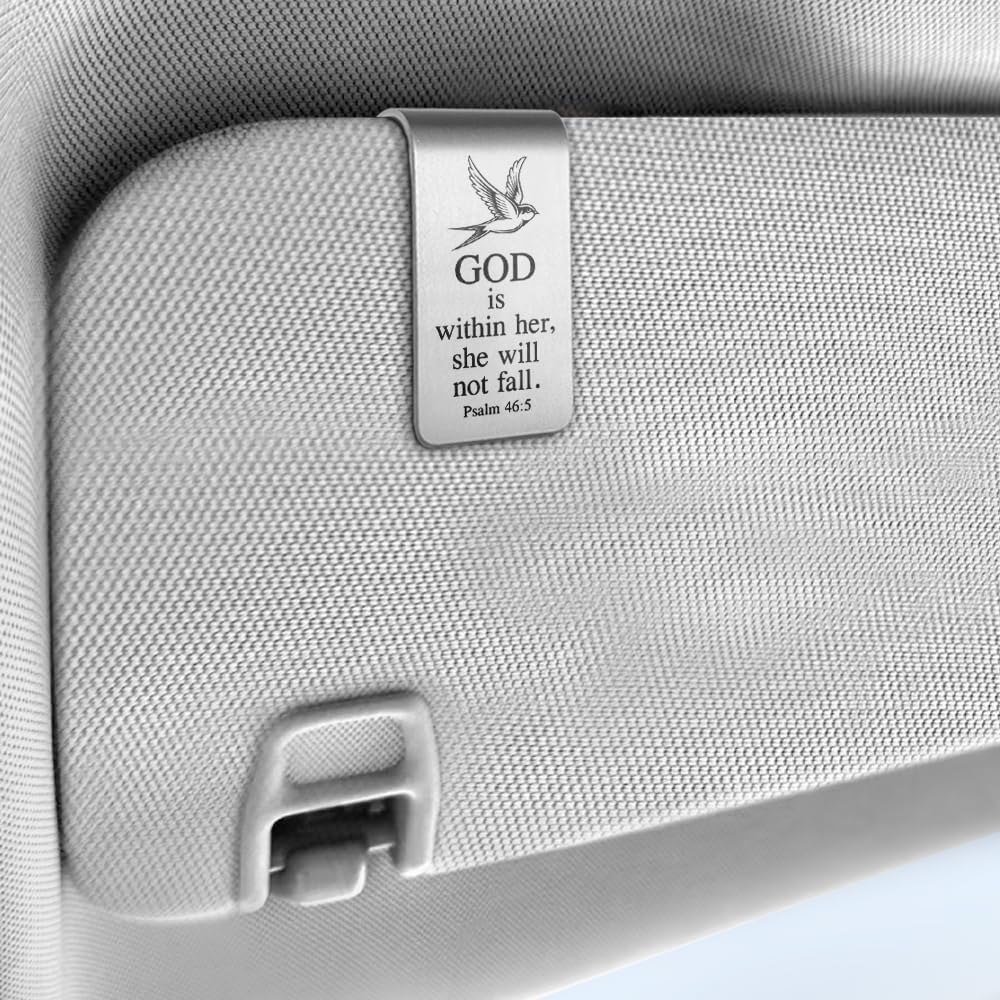 Psalm 46:5 Car Visor Clip, Christian Faith Visor Clip for Women