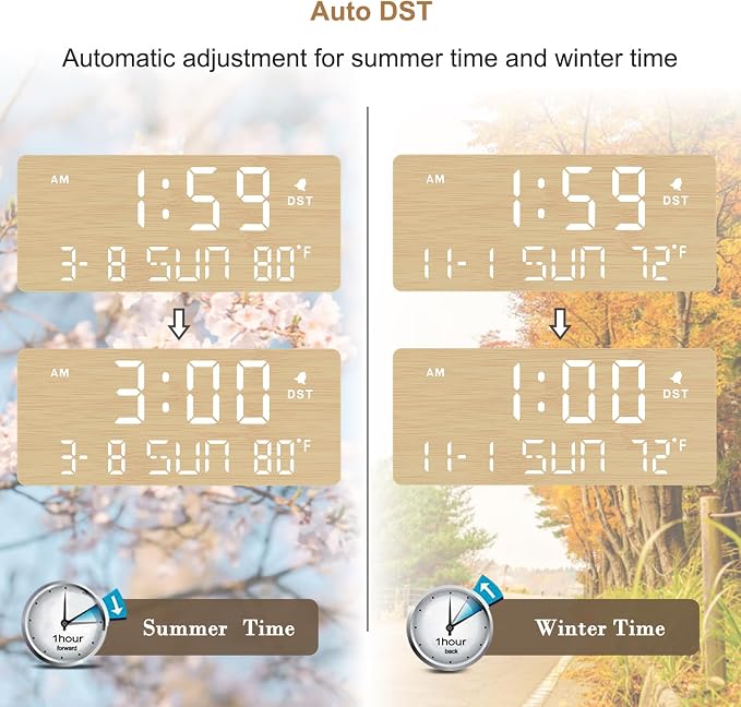 DreamSky Wooden Digital Alarm Clocks