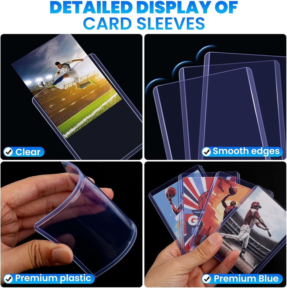 Skiennix 800 Card Sleeves - Durable 3" x 4" Hard Plastic Toploaders with 400 Penny Sleeves for Sports Cards