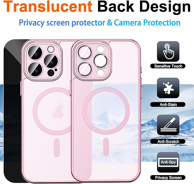 for iPhone 16 Pro Case with Privacy Screen Protector and Camera Protection