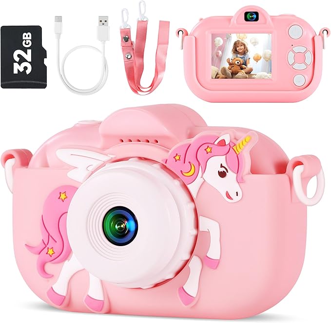 Kids Camera Toys for Ages 3 4 5 6 7 8 9 Girls, 48MP Dual Lens Toddler Digital