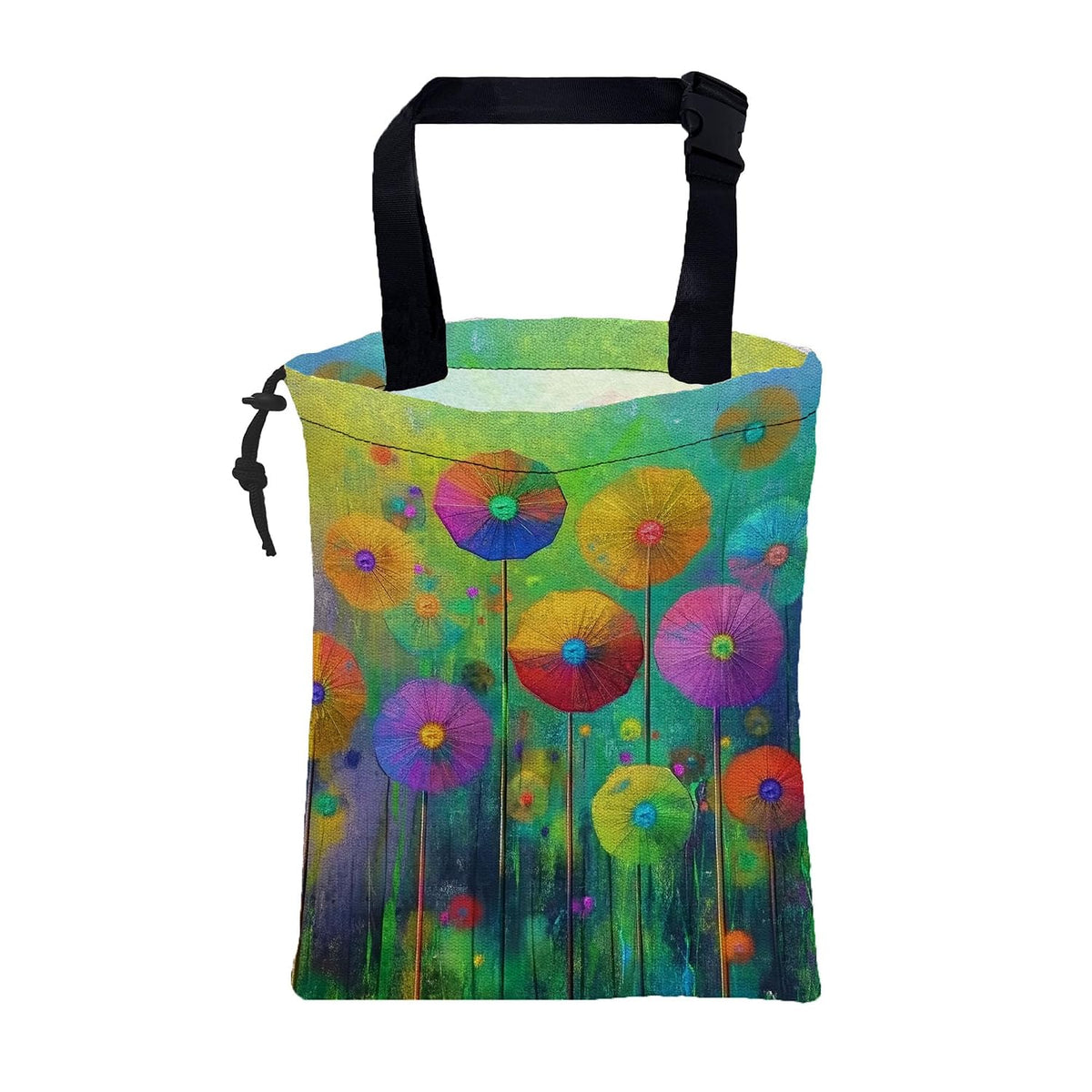 Car Garbage Bag Abstract Colorful Flowers Hanging Canvas Car Trash Bag Drawstring Car Back Seat Organizer for Car Back Front Seat Console with Adjustable Buckle