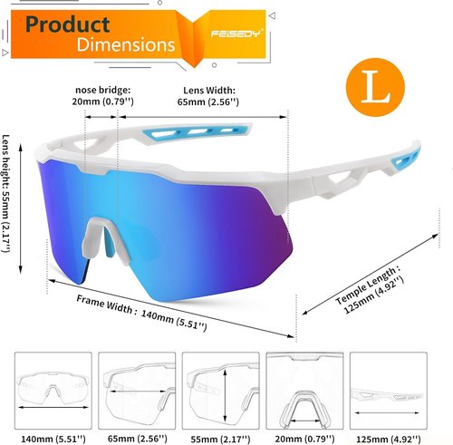 FEISEDY Sports Sunglasses - UV400 Protection Cycling Glasses for Men & Women | Ideal for Baseball, Fishing, Golf