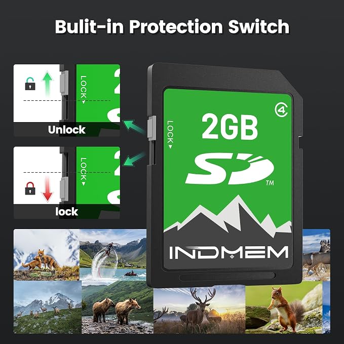 INDMEM 2GB SD Card, 5 Packs 2GB Class 4 Flash Memory Card 2G SLC Standard