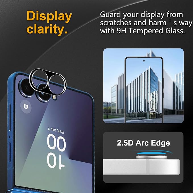 3 Pack Camera Lens Protector for Samsung Galaxy Z Flip 7, Tempered Glass