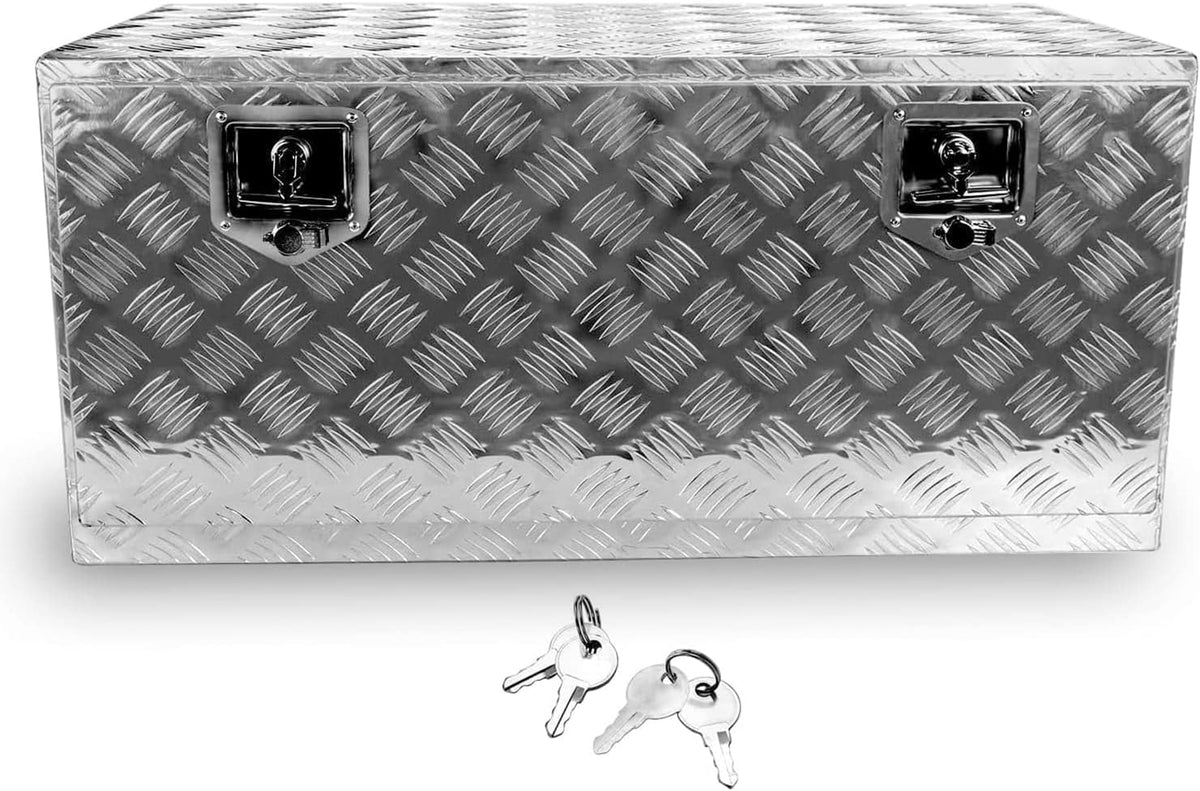 36"X17"X18" Silver Aluminum Pickup Truck Bed Trunk Storage Trailer Tongue Tool Box with Lock and Key 5 Bar Tread