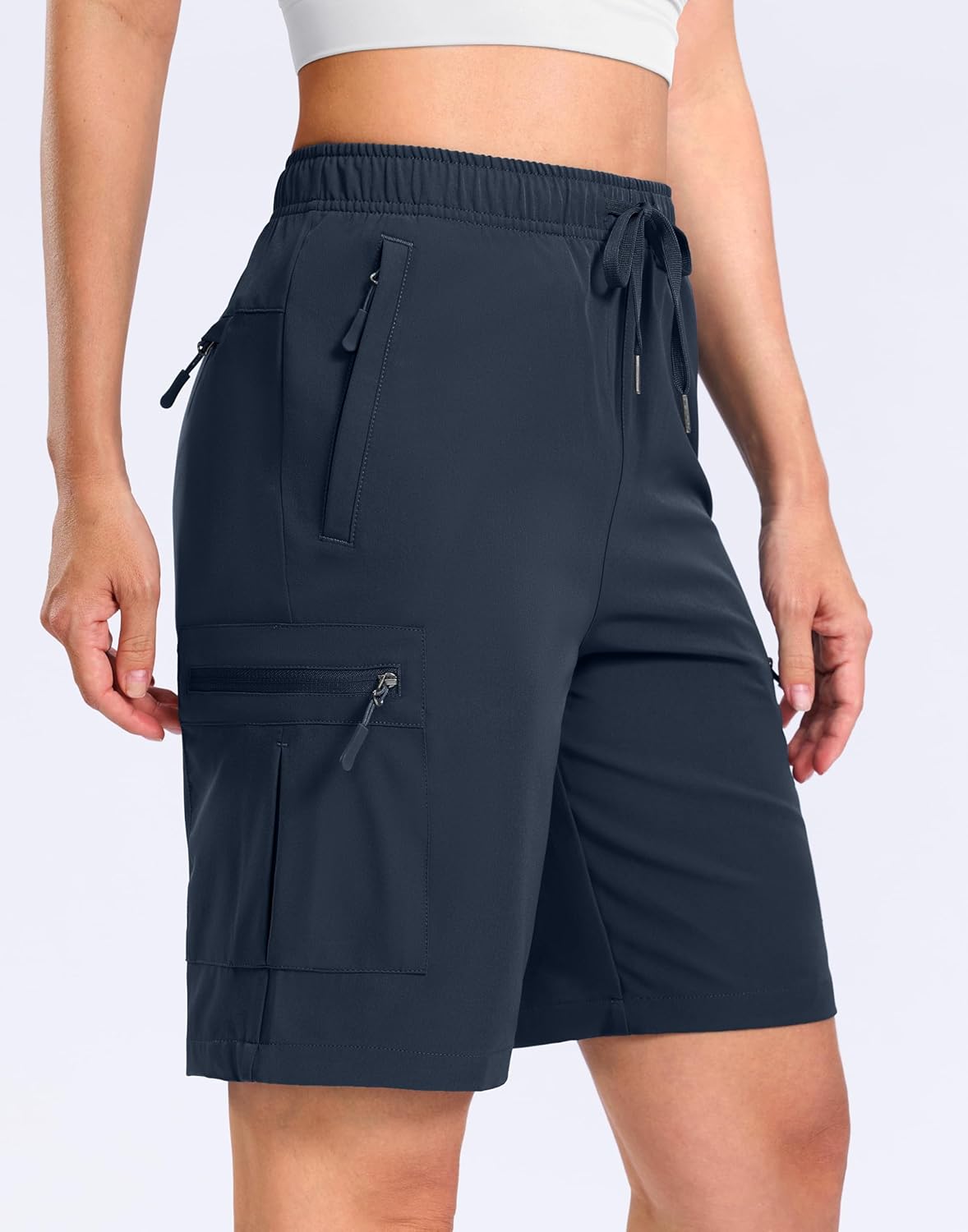 SANTINY Women's Lightweight Hiking Cargo Shorts - Quick Dry with 5 Zipper Pockets | 7"/9" Sizes
