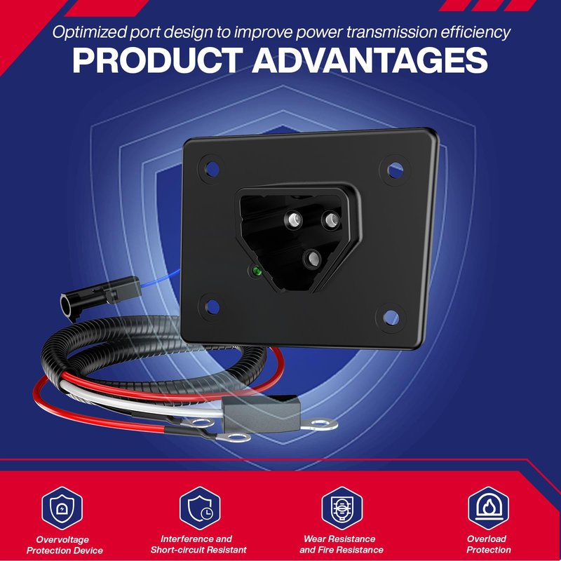 SUPGCPER EZGO Charger Receptacle, Golf Cart 48V Charger Port for EZGO RXV 2008-UP Electric, EZGO 2Five 2010-UP Delta-Q, EZGO RXV Charger Socket with Wires Replace OEM# 602529 613304