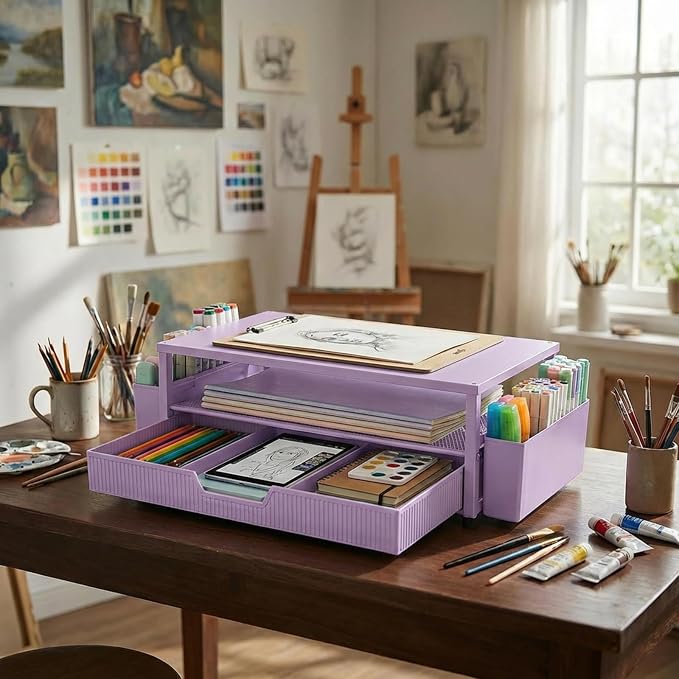 ECOLOVI Desk Organizer and Accessories, 2-Tier Computer Monitor Stand Rise