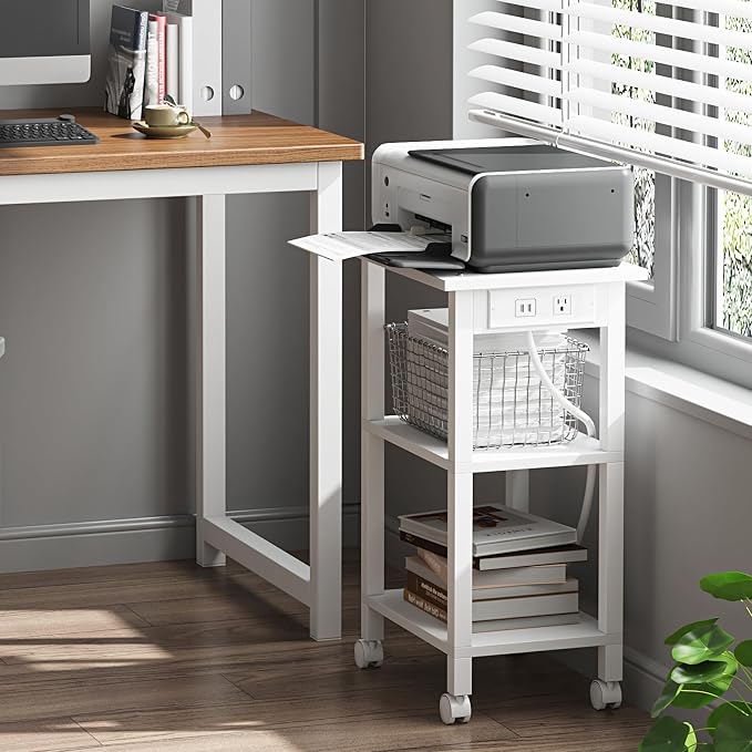 TUTOTAK 3 Tier Printer Stand, Rolling Printer Cart