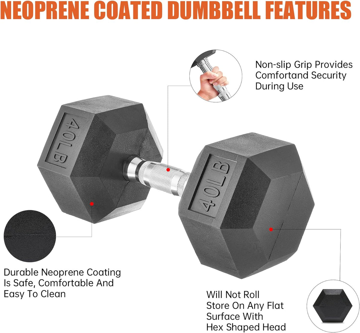 Rubber Hex Dumbbell Set - Premium Coated Free Weights for Home Gym | Multiple Weight Options 15-550 lbs