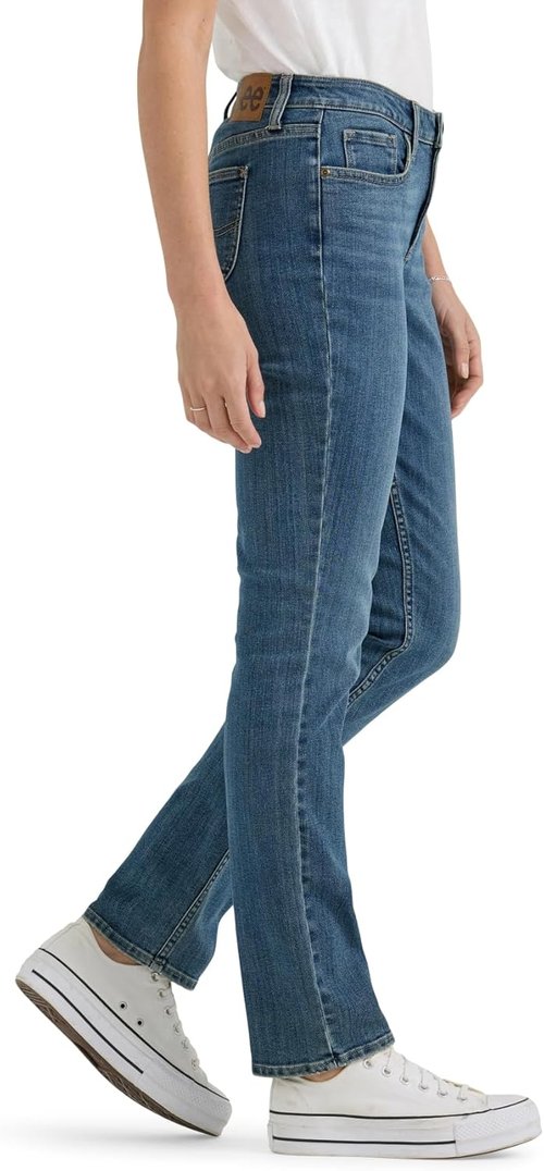 Lee Women's Legendary Mid Rise Straight Leg Jeans - Comfortable Fit | Classic Blue Denim
