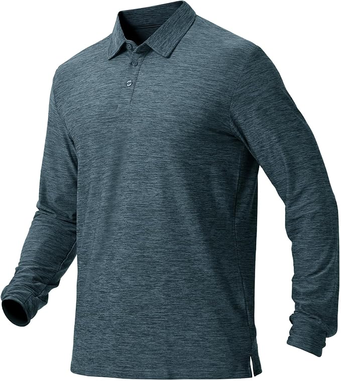 NAVISKIN Men's Polo Shirts Long Sleeve Golf Shirts with Collar UPF 50 SPF Shirt for Men Quick Dry Moisture Wicking