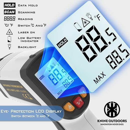 KNINE OUTDOORS Infrared Thermometer Laser Temperature Gun, -58℉ to 1112℉