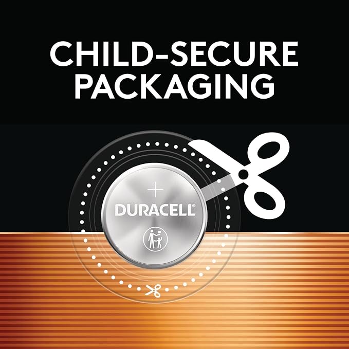 Duracell CR2032 Lithium Battery 3 Volt, Child Safety Features, Compatible