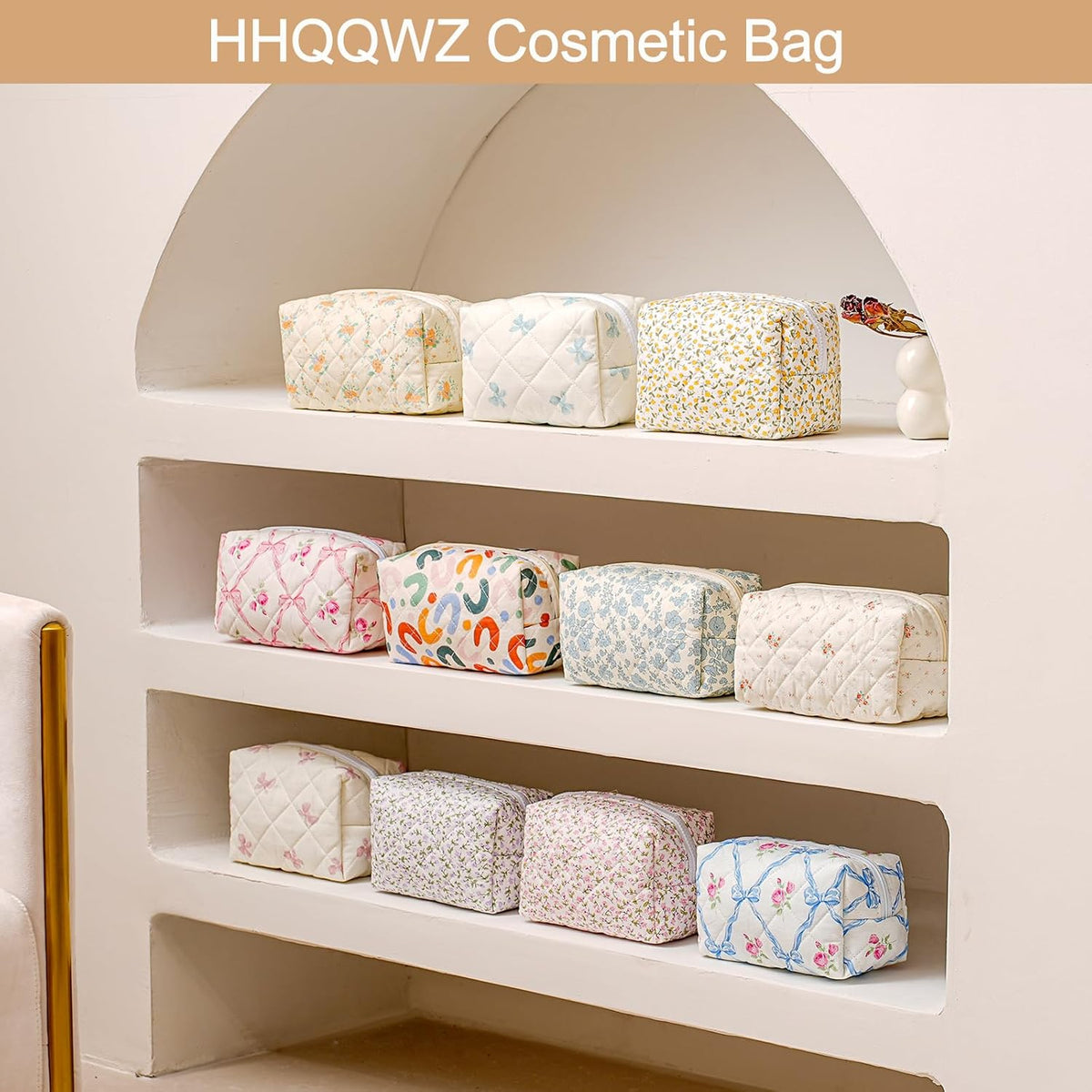 Makeup Bag Travel Cosmetic Bag for Women Girls, Zipper Make Up Pouch, Floral Flowers Toiletry Organizer Makeup, Portable Storage Cosmetic Travel Cloth Bag (Pink+Purple Floral)