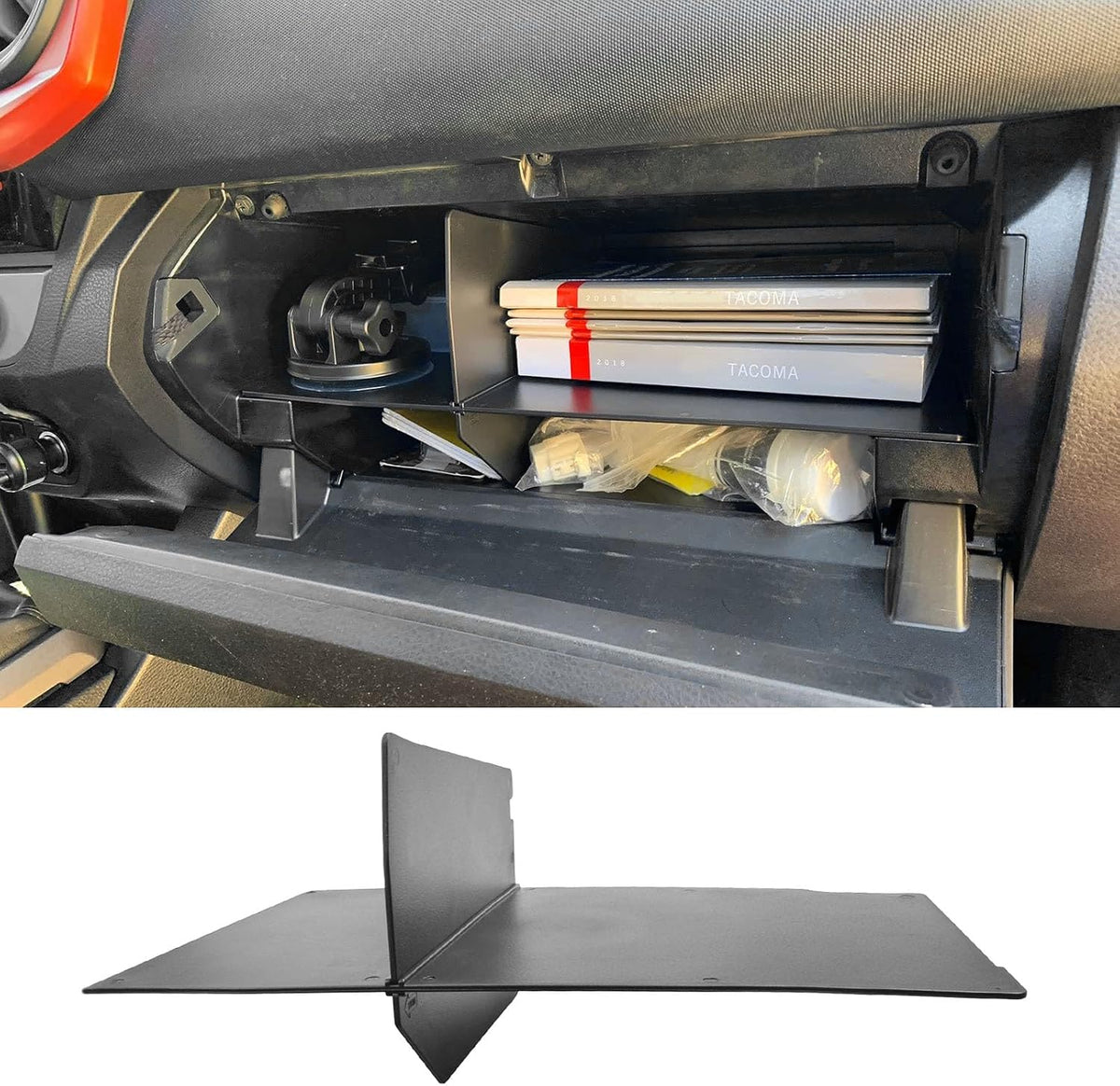 RUNROAD Glove Box Organizer Dividers Compatible with Toyota Tacoma 3rd Gen 2016-2023 Accessories, Insert Glove Compartment Accessories ABS Black Materials Divider Storage Box