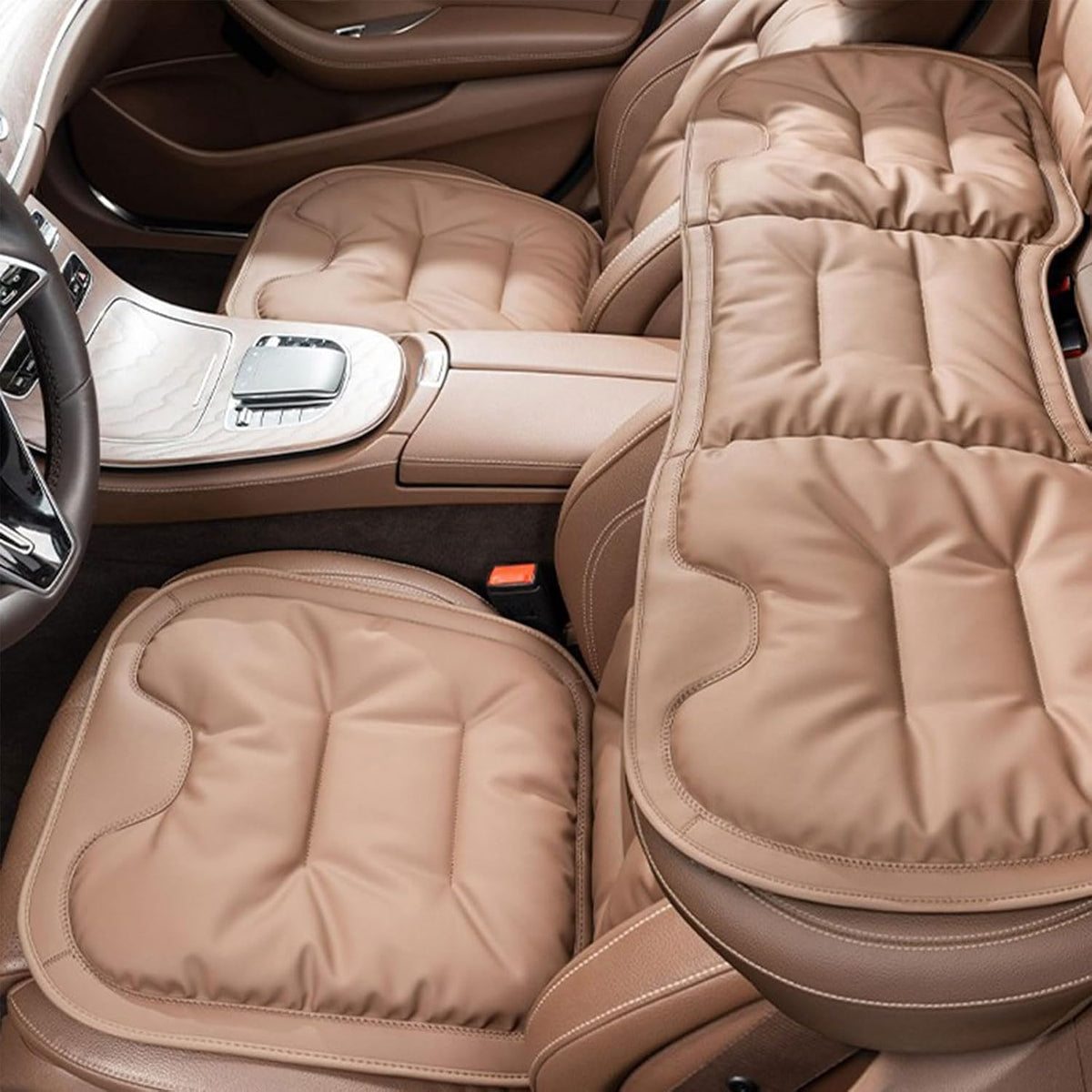 Car Seat Cushion, 2026 New Skin-Friendly Leather Seat Cushions, Breathable Dirt-Repellent Memory Foam Pad for Most Auto & Office Chairs (3pcs Black)