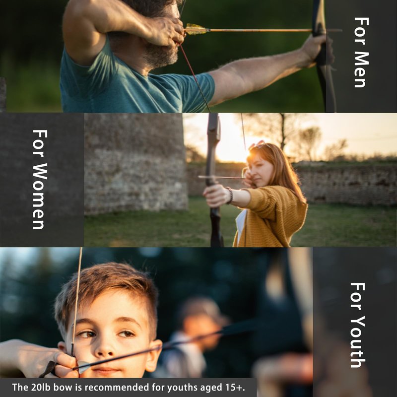 SOPOGER Recurve Bow and Arrow Set for Adults & Youth 20 30 40lb, Takedown Archery Kit for Beginners Right & Left Handed Outdoor Target Practice & Training (20 LBS)