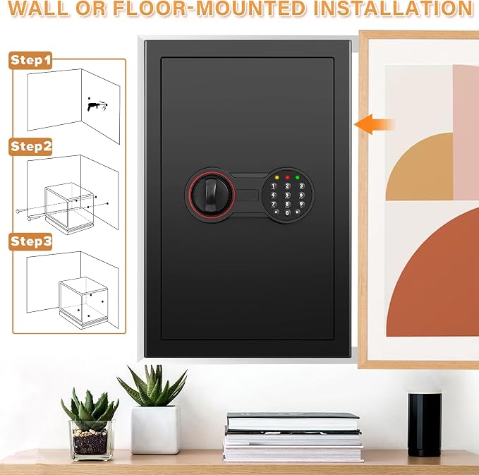 Large Safe Box with LED Light, Anti-theft Home Safe with Digital Keypad
